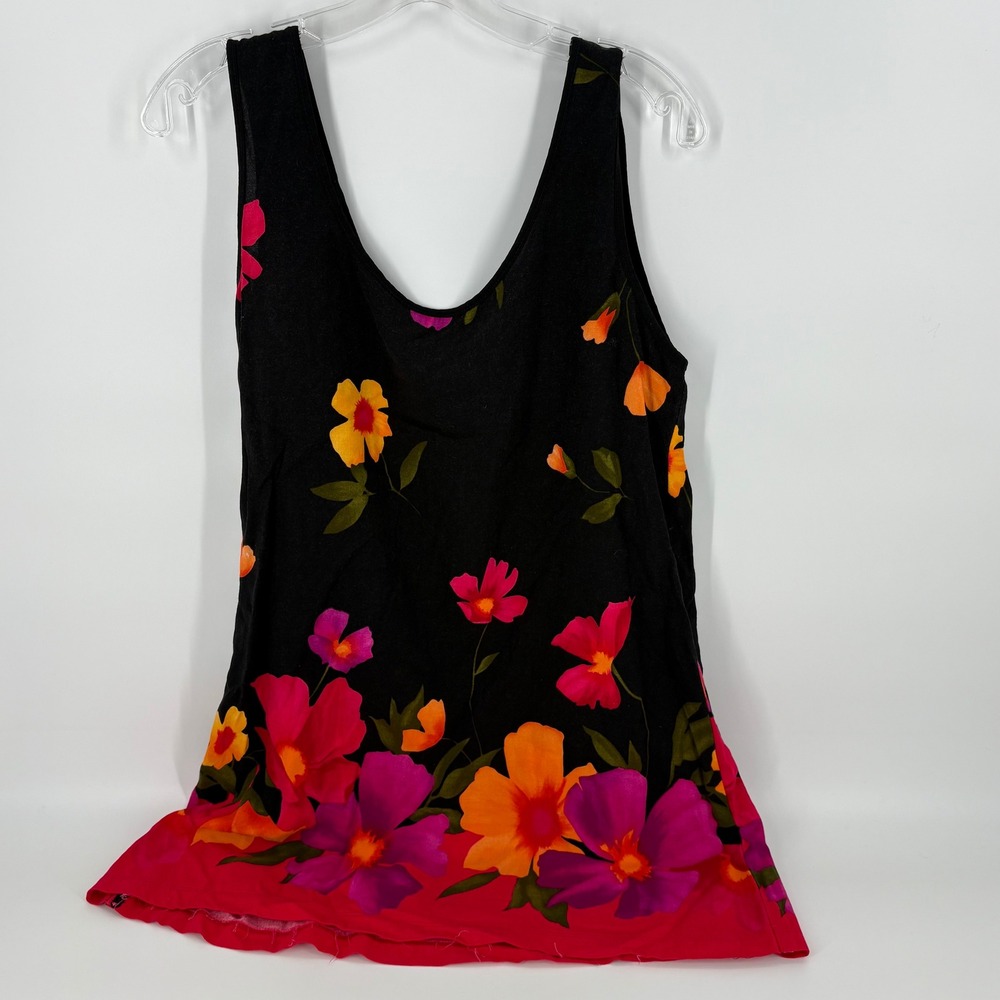 Dotti Black Floral Tank Top Sleeveless‎ Casual Summer Top